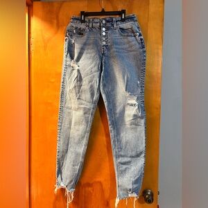 Maurices Blue Distressed Ankle Jeans